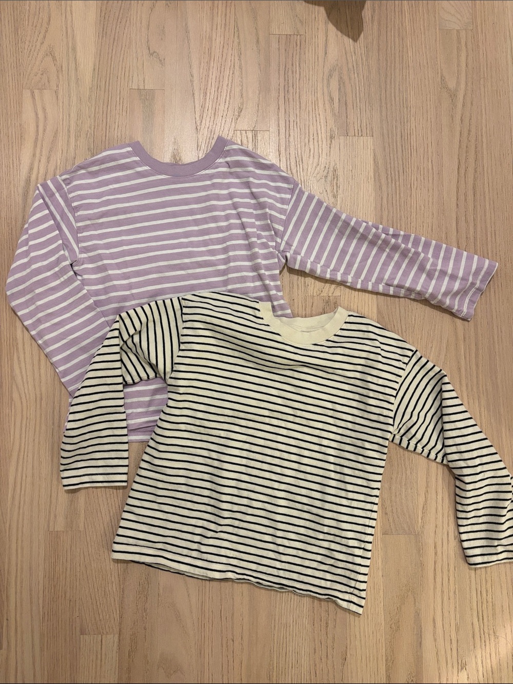H&M | Striped Long-Sleeve Kids Top - Lavender & Black/White